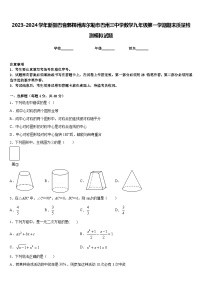 2023-2024学年新疆巴音郭楞州库尔勒市巴州三中学数学九年级第一学期期末质量检测模拟试题含答案