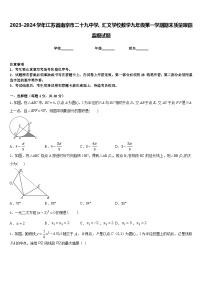 2023-2024学年江苏省南京市二十九中学、汇文学校数学九年级第一学期期末质量跟踪监视试题含答案