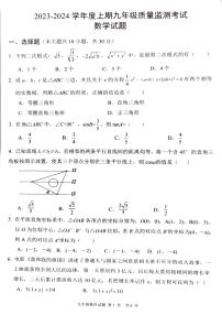 河南省驻马店市新蔡县2023--2024学年上学期九年级质量监测数学试卷