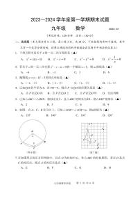 江苏省扬州市仪征市2023-2024学年九年级上学期期末数学试卷