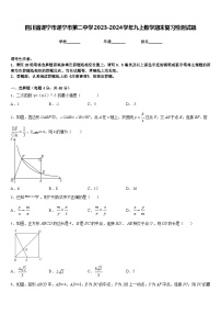 四川省遂宁市遂宁市第二中学2023-2024学年九上数学期末复习检测试题含答案