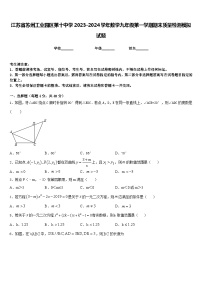 江苏省苏州工业园区第十中学2023-2024学年数学九年级第一学期期末质量检测模拟试题含答案