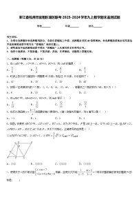 浙江省杭州市富阳区城区联考2023-2024学年九上数学期末监测试题含答案