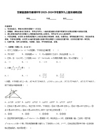 甘肃省酒泉市肃州中学2023-2024学年数学九上期末调研试题含答案