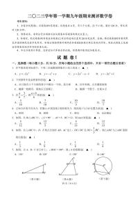 浙江省宁波市北仑区2023--2024学年上学期九年级期末测评数学卷