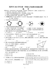 2024年温岭市九年级上学期期末数学试卷