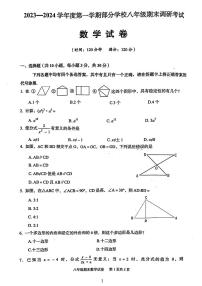 2024武汉市部分学校八年级期末考试数学试卷含答案