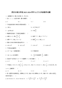 湖北省武汉市部分学校2023-2024学年七年级上学期12月月考数学试卷(含解析)