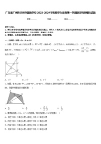 广东省广州市天河外国语学校2023-2024学年数学九年级第一学期期末检测模拟试题含答案