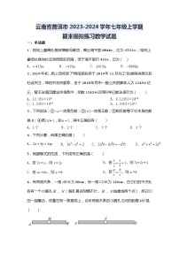 云南省普洱市2023-2024学年七年级上学期数学期末模拟练习题