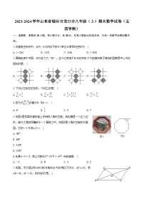 2023-2024学年山东省烟台市龙口市八年级（上）期末数学试卷（五四学制）(含解析）