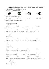 浙江省丽水市龙泉市2023-2024学年八年级第一学期数学期中考试试卷