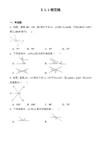 初中数学人教版七年级下册5.1.1 相交线课时训练