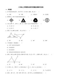 安徽省合肥市八年级上学期期末教学质量检测数学试卷四套（附参考答案）