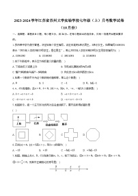 2023-2024学年江苏省苏州大学实验学校七年级（上）月考数学试卷（10月份）（含解析）