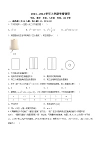 河南省郑州市郑东新区2023-2024学年九年级上学期期末数学试题(无答案)