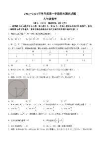 江苏省扬州市宝应县2023-2024学年九年级上学期期末数学试题(无答案)