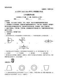 云南省云南大学附属中学2023-2024学年九年级上学期期末数学试题(无答案)