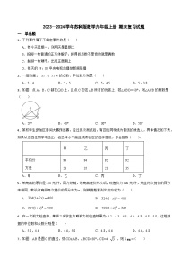 苏科版2023－2024学年数学九年级上册 期末复习试题