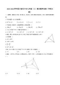 2023-2024学年四川省巴中市九年级（上）期末数学试卷（华师大版）（含解析）