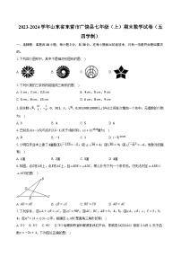 69，山东省东营市广饶县2023—-2024学年上学期七年级期末数学试卷（五四学制）