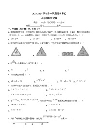 福建省福州教育学院附属中学2023-2024学年八年级上学期期末数学试题(无答案)