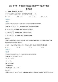 浙江省温州市瓯海区瓯海区实验中学2023-2024学年八年级上学期期中数学试题