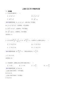 上海市2023年中考数学试题（附真题解析）