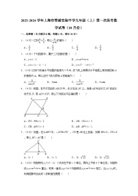 2023-2024学年上海市青浦实验中学九年级（上）第一次段考数学试卷（10月份）