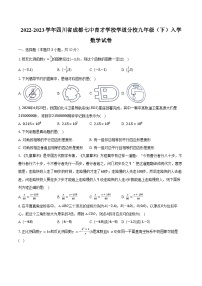 2022-2023学年四川省成都七中育才学校学道分校九年级（下）入学数学试卷(含解析）