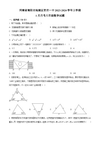 河南省南阳市宛城区宛城区官庄镇第一初级中学2023-2024学年八年级上学期1月月考数学试题（原卷+解析）