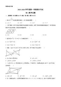 +山东省烟台招远市（五四制）2023-2024学年八年级上学期期末考试数学试题（原卷+解析）