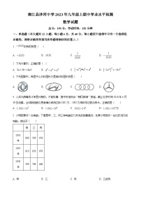 四川省巴中市南江县沙河中学2023-2024学年九年级上学期期中数学试题（原卷+解析）