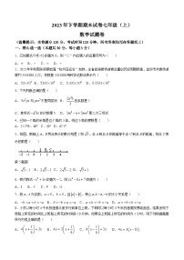 浙江省金华市东阳市2023-2024学年七年级上学期期末数学试题(无答案)