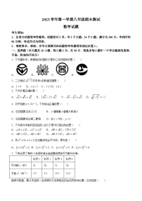 浙江省宁波市江北区重点学校2023-2024学年八年级上学期期末数学试题(无答案)