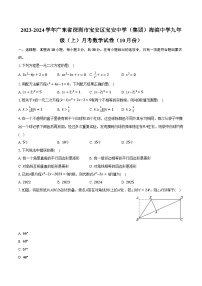 2023-2024学年广东省深圳市宝安区宝安中学（集团）海滨中学九年级（上）月考数学试卷（10月份）(含解析）