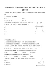 2023-2024学年广东省深圳市宝安区文汇学校九年级（上）第一次月考数学试卷(含解析）