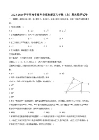 2023-2024学年河南省郑州市郑东新区八年级（上）期末数学试卷(含解析）