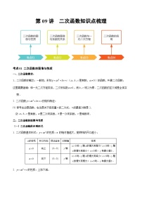 第09讲 二次函数（知识点梳理）（记诵版）-【学霸计划】2024年中考数学大复习