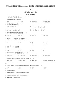 山东省济宁市特殊教育学校2023-2024学年八年级上学期期末数学试题（原卷版+解析版）