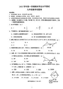浙江省杭州市临平区2022-2023学年第一学期九年级数学期末测试卷