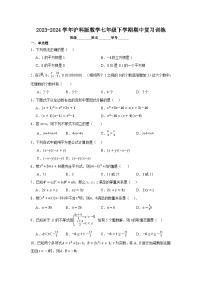 2023-2024学年沪科版数学七年级下册期中复习训练