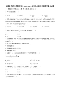 安徽省合肥市第四十五中学2022_2023学年七年级上学期数学期末试题(含答案 沪科版)