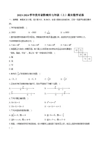 2023-2024学年贵州省黔南州七年级（上）期末数学试卷（含解析）