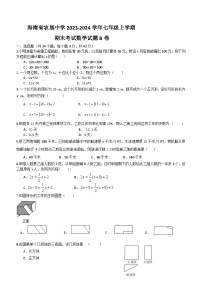 海南省海口市龙华区农垦中学2023-2024学年七年级上学期期末考试数学试题B卷(含答案)