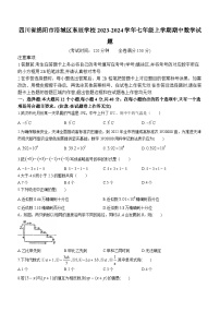 四川省绵阳市涪城区东辰学校2023-2024学年七年级上学期期中数学试题(无答案)