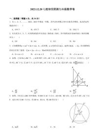 2023年12月宁波七校九年级（上）培优联测数学卷（含答案）