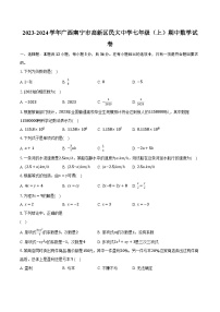 2023-2024学年广西南宁市高新区民大中学七年级（上）期中数学试卷(含解析）