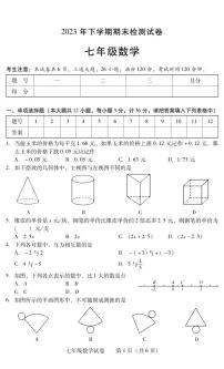 湖南省衡阳市常宁市2023-2024学年七年级上学期期末考试数学试题