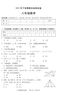 湖南省衡阳市常宁市2023-2024学年八年级上学期期末考试数学试题